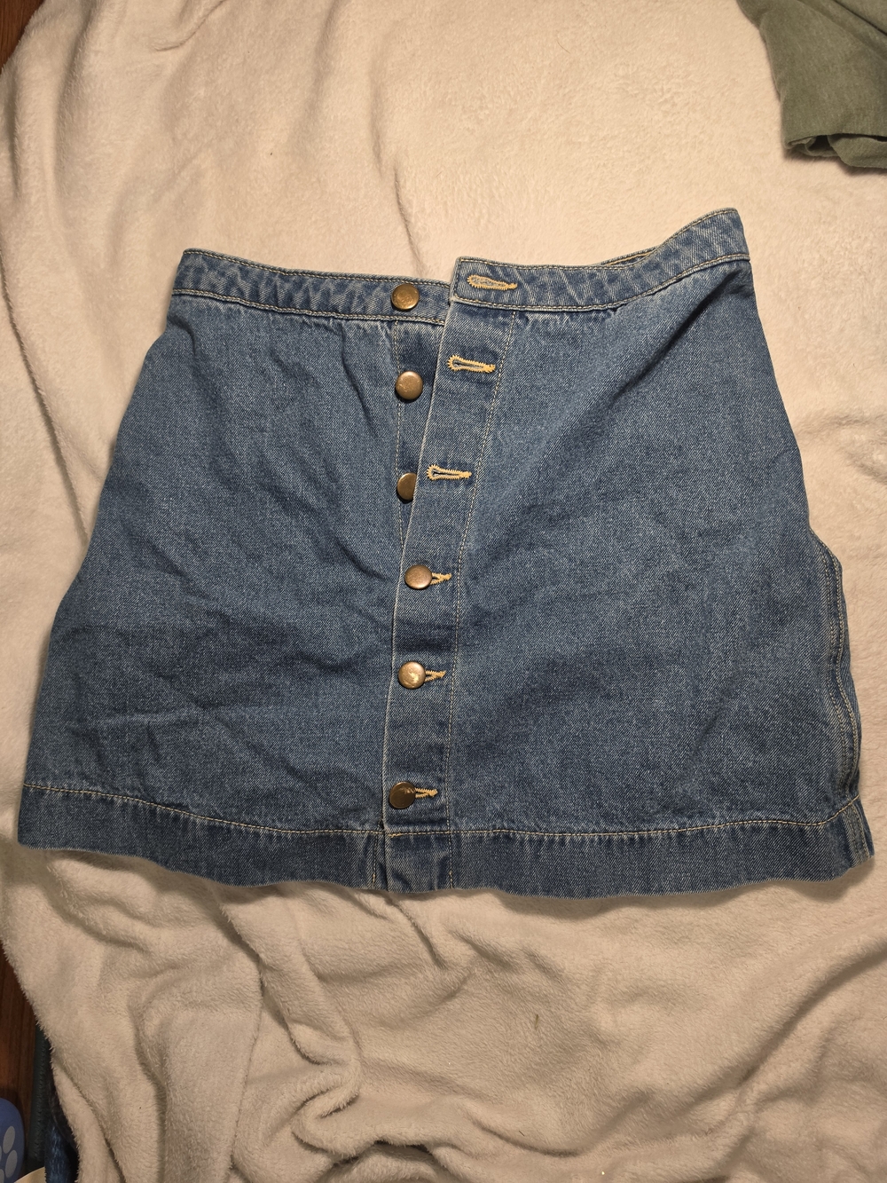 American Apparel Light Blue Button-Front Denim Mini Skirt